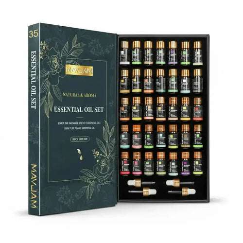 Coffret 35 huiles essentielles pures MAYJAM avec pipettes collection complète aromathérapie naturelle
