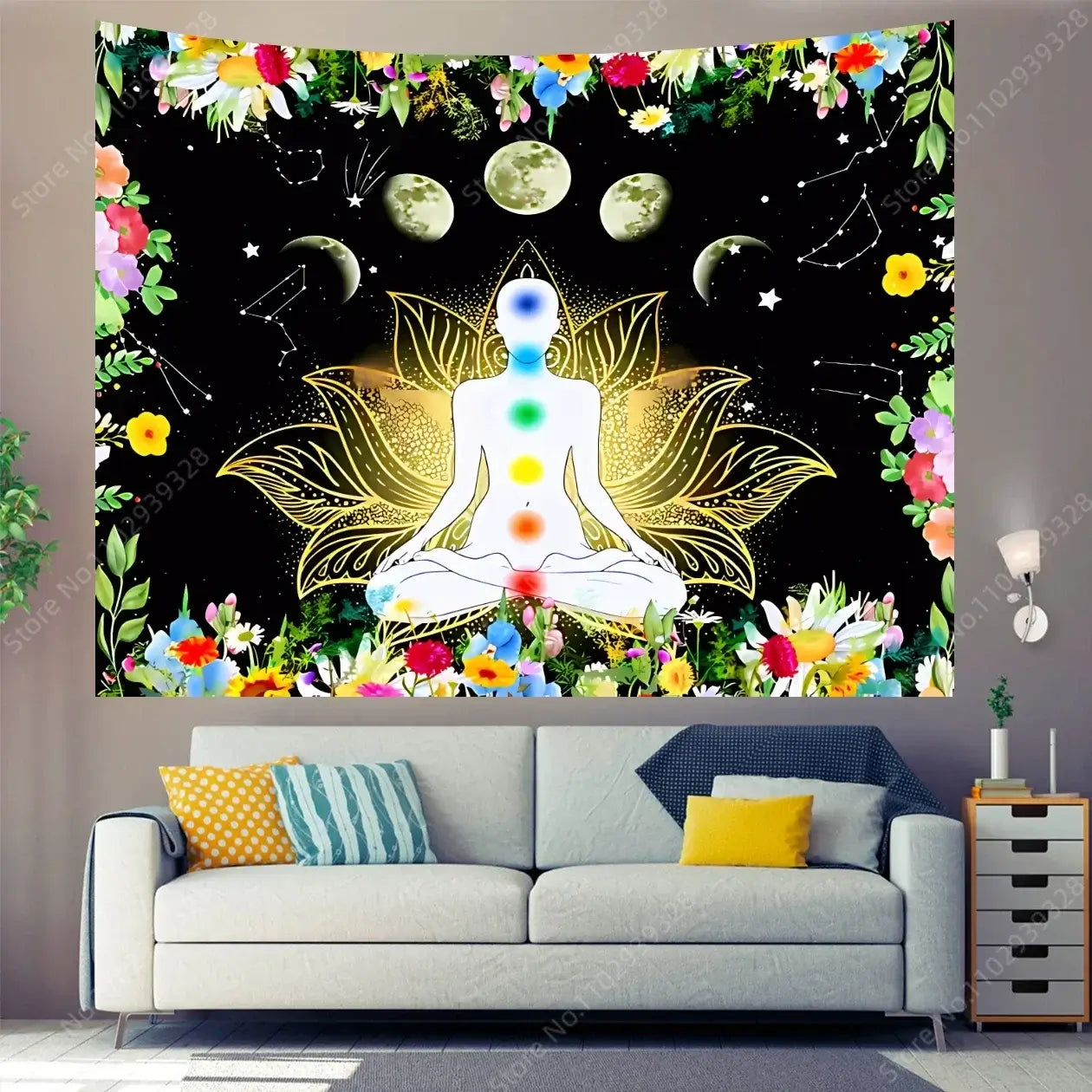 Tapisserie chakra mandala yoga méditation