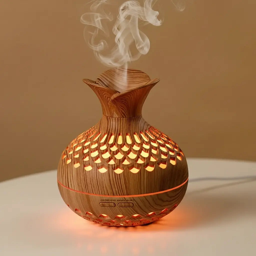 Humidificateur design vase LED aromathérapie