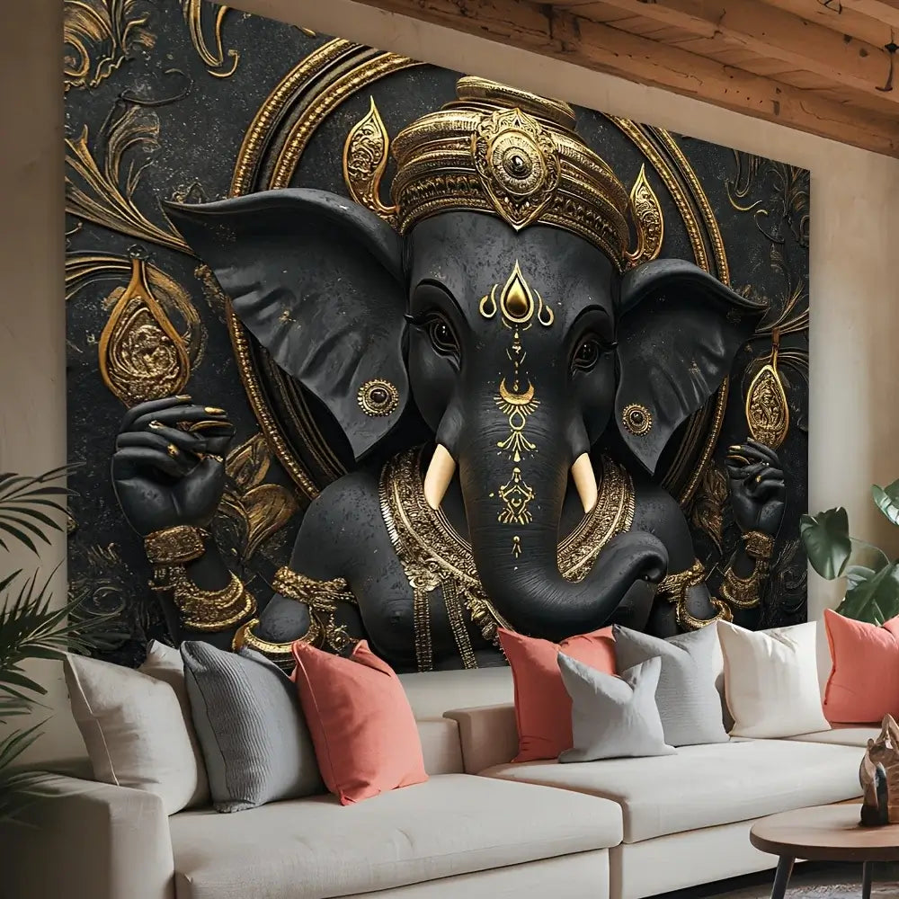 Tapisserie Ganesha 3D colorée hindouisme