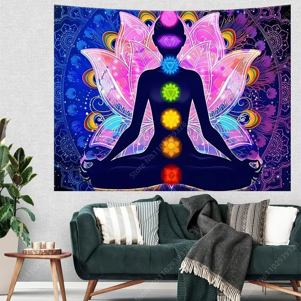 Tapisserie murale chakra spirituel bohème