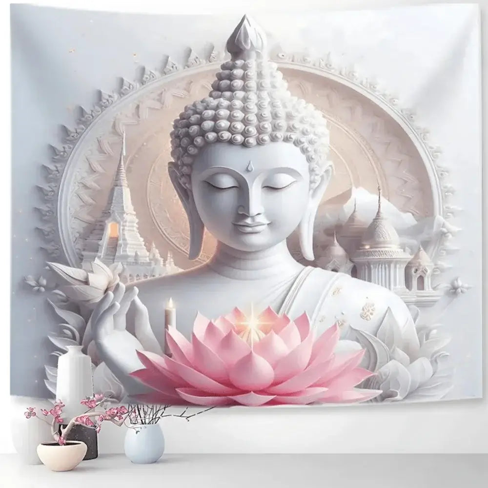 Décoration murale Bouddha zen lotus blanc