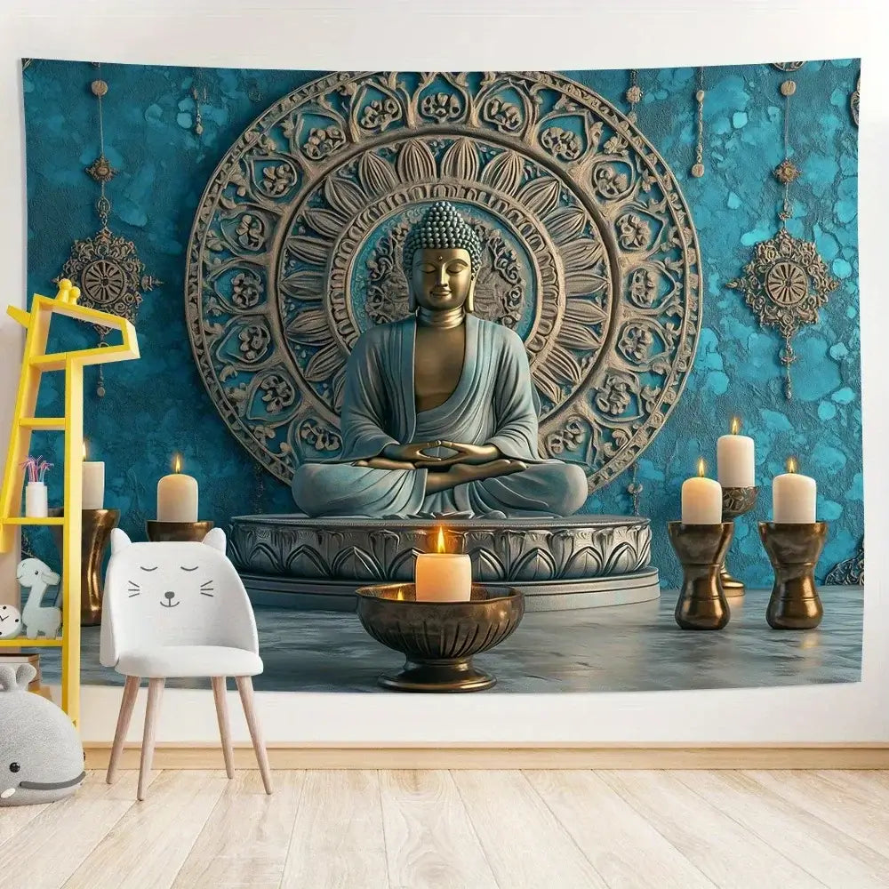 Tapisserie Bouddha 3D élégante polyester zen