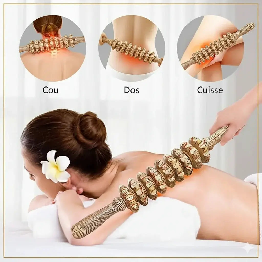  Rouleau drainage lymphatique bois naturel
