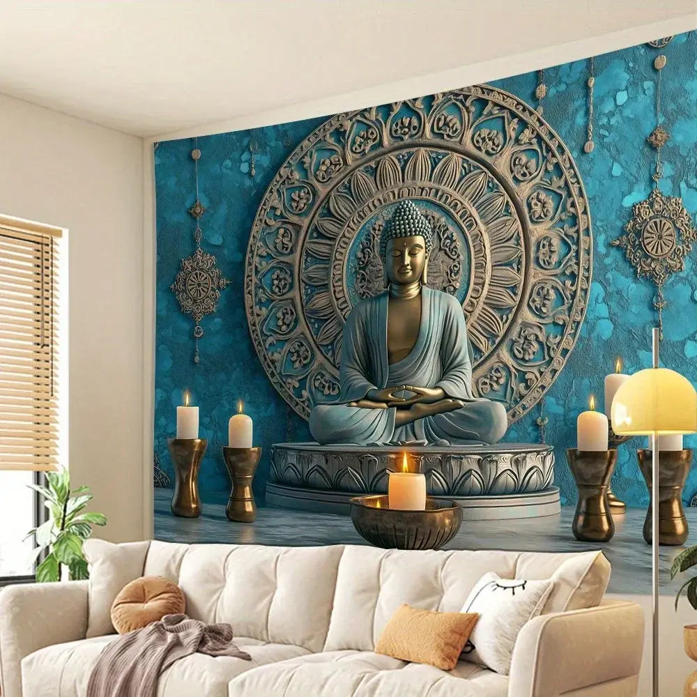 Tapisserie Bouddha effet 3D spirituel