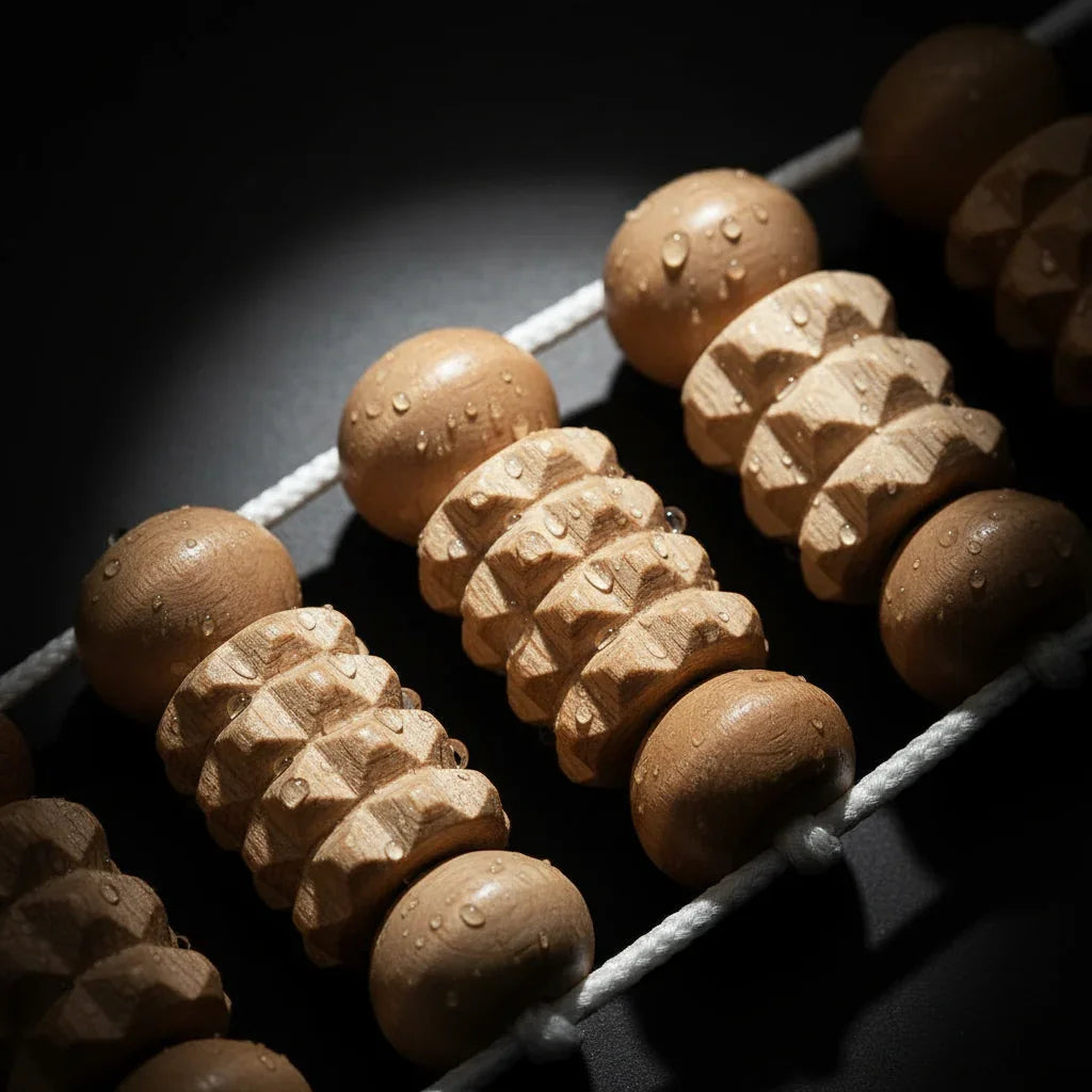 Outil Gua Sha bois texture naturelle massage