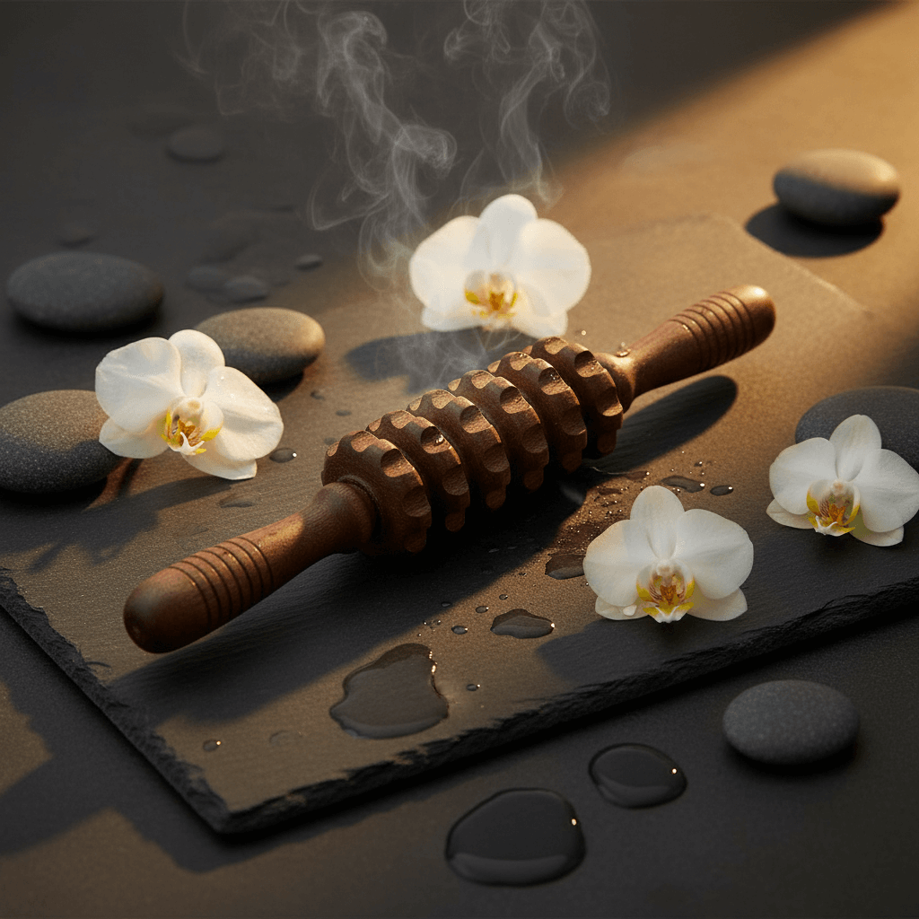 Rouleau anti-cellulite 9 rouleaux bois naturel